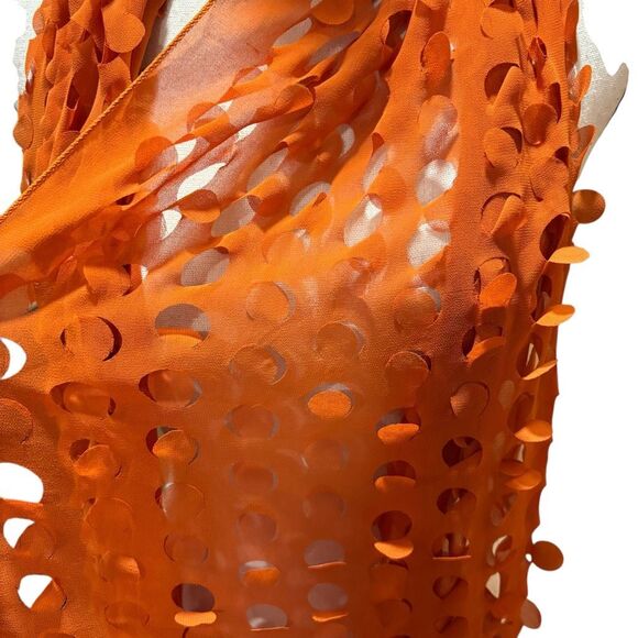 G by Guess Infinity Orange Scarf with Cutout Circles Punk Rock/ Grunge - Picture 3 of 5